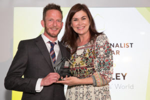 Nick Bailey accepts award at Property Press Awards 2017