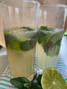 tall glasses with mint and tequila