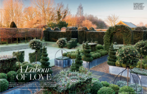 Double page spread showing a beautiful winter garden